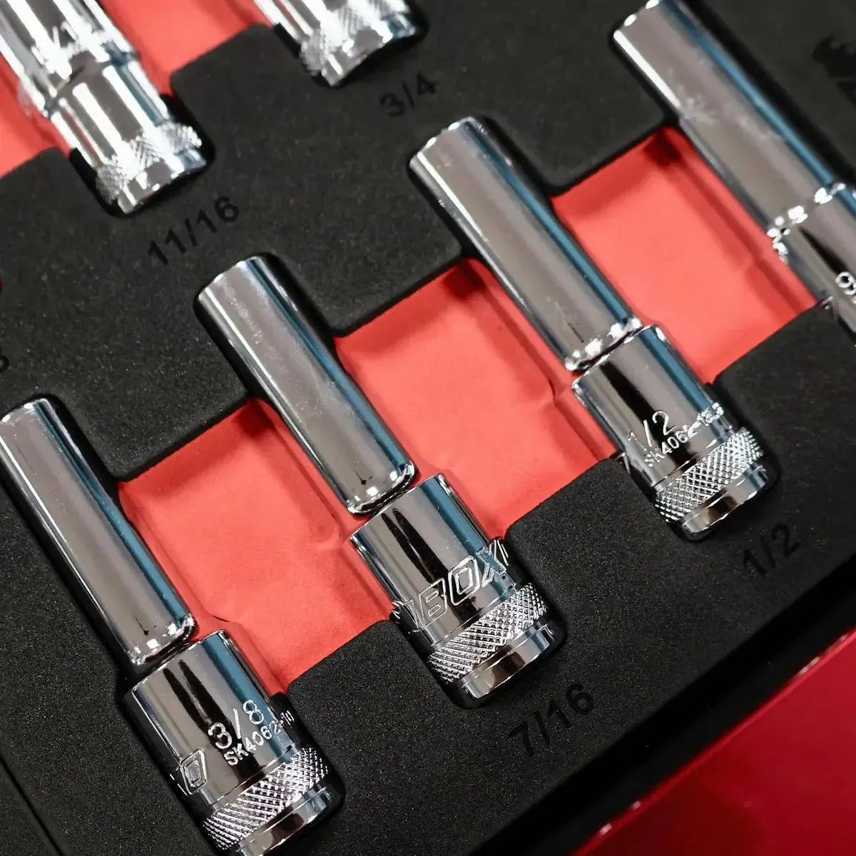 14-Piece 1/2" Drive 6-Point SAE Deep Socket Set | 1/3 Drawer EVA Foam - Image 3