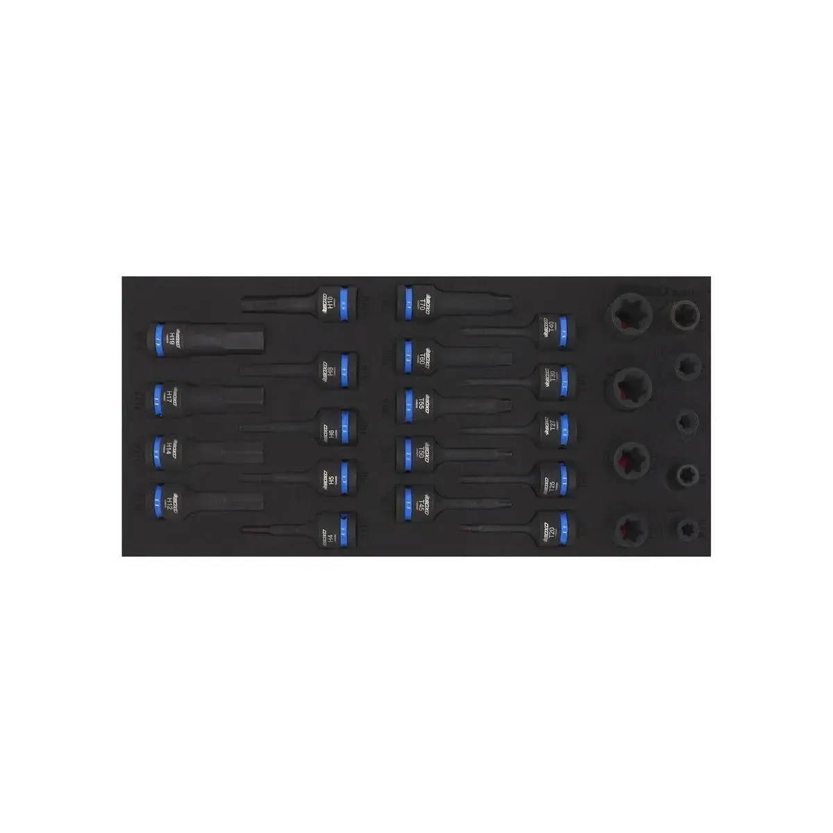 28-Piece 1/2" Drive Impact E-Torx, Torx, and Hex Socket Set | 1/3 Drawer EVA Foam