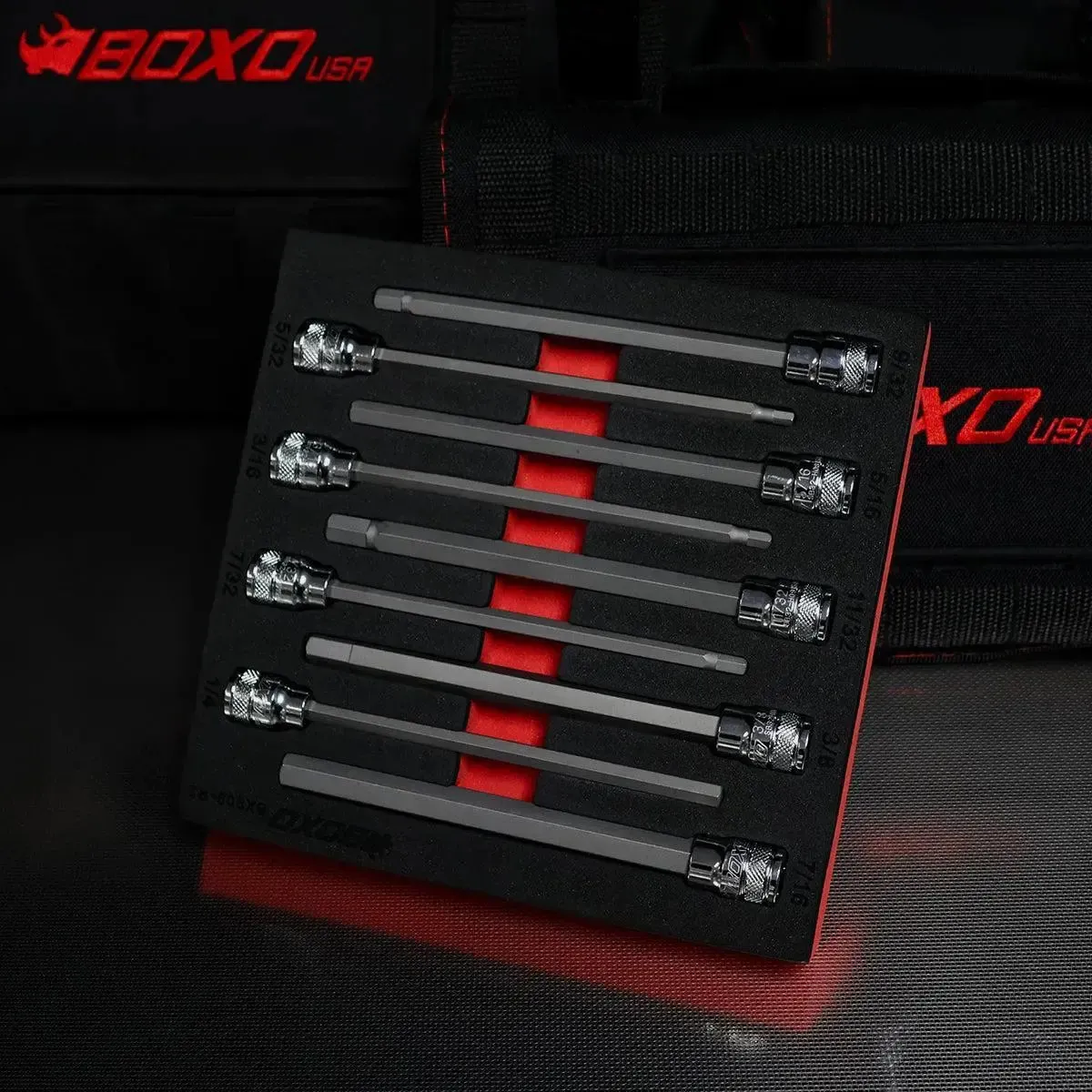 9-Piece 3/8" Drive Extra Long SAE Hex Bit Socket Set - Image 4