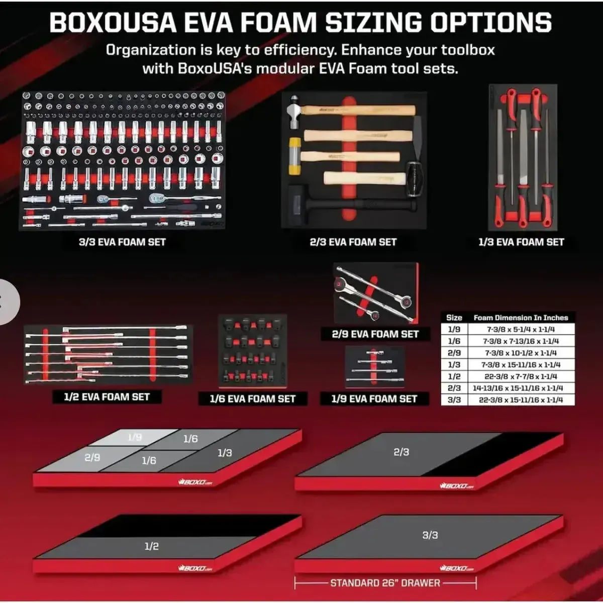 9-Piece 3/8" Drive Long Ball Point Hex Bit Socket Set | 1/6 Drawer EVA Foam - Image 11