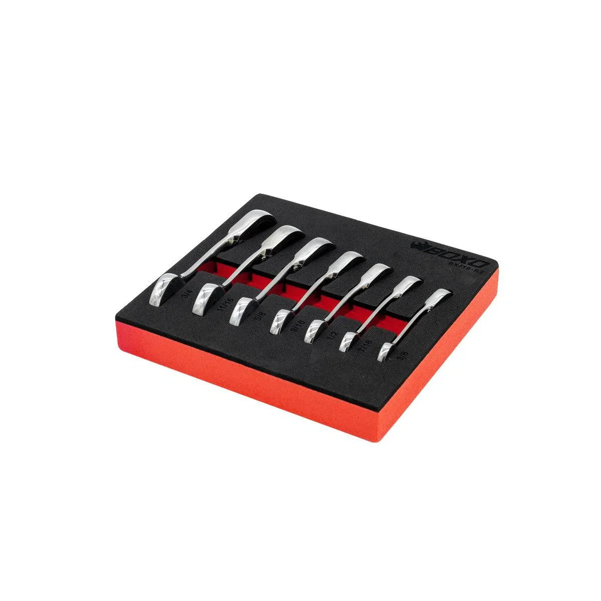 7-Piece Stubby SAE Reversible Ratcheting Combo Wrench Set | 1/9th EVA Foam - Image 2
