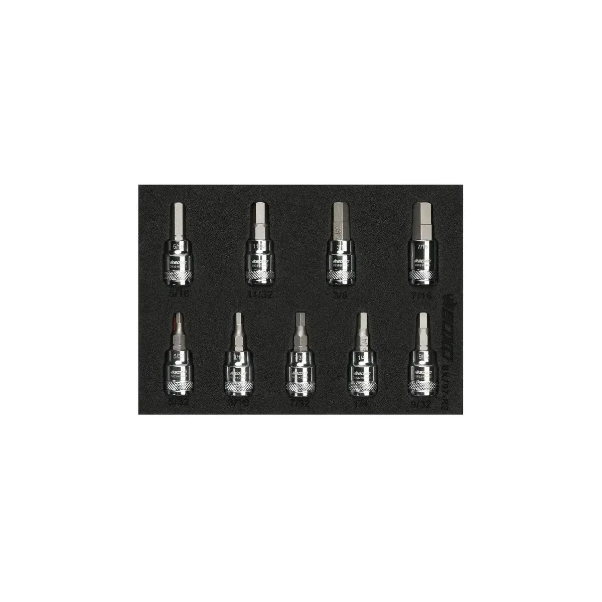 9-Piece 3/8" Drive SAE Hex Bit Socket Set | 1/9th EVA Foam