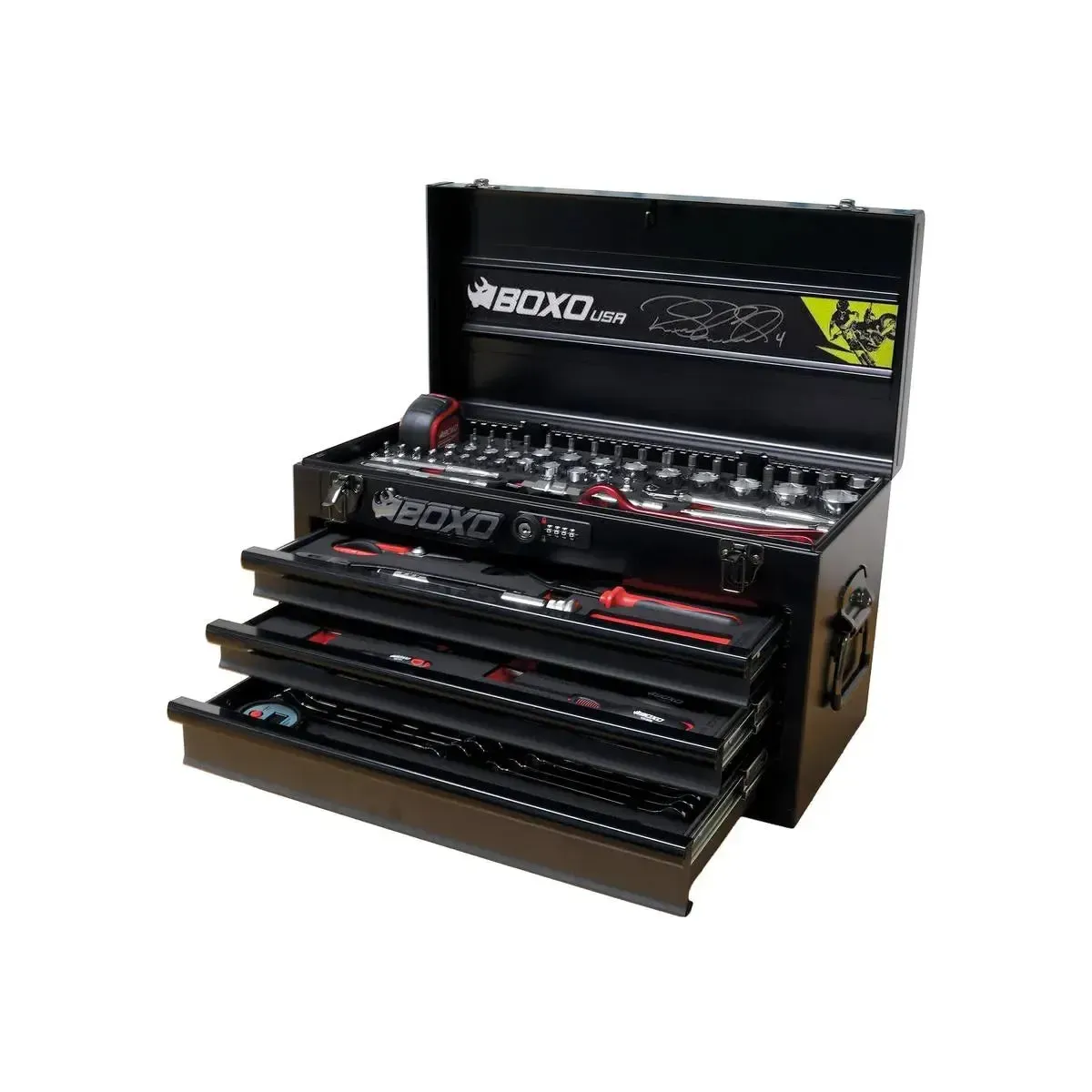 MotoBox | Ricky Carmichael 3-Drawer Portable Tool Box with 103-Piece Metric Motorcycle Tool Set - Image 3
