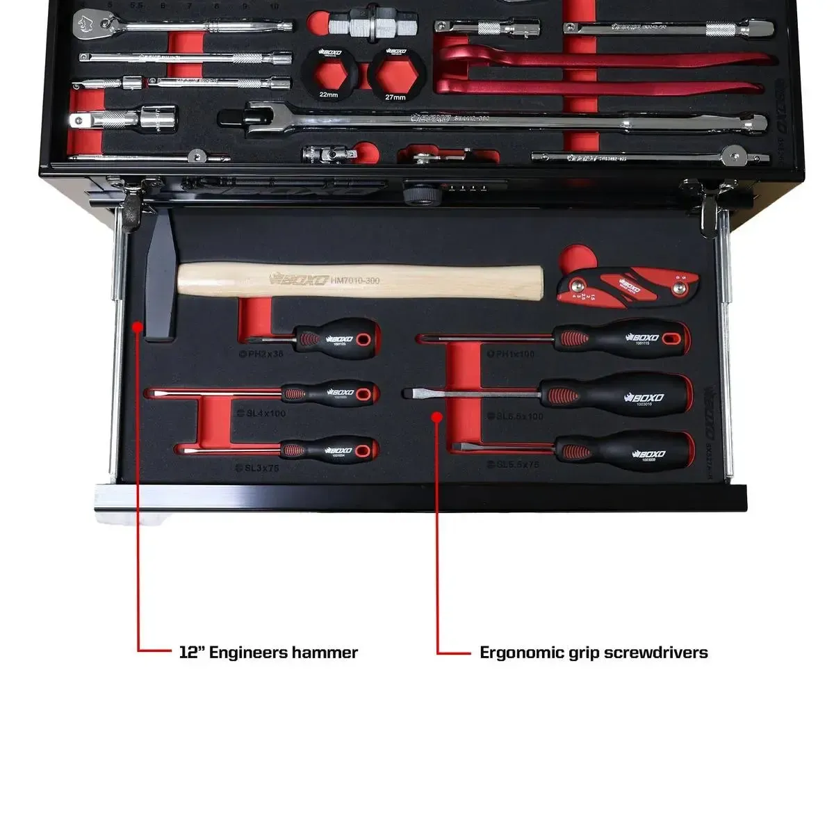 MotoBox | Ricky Carmichael 3-Drawer Portable Tool Box with 103-Piece Metric Motorcycle Tool Set - Image 6