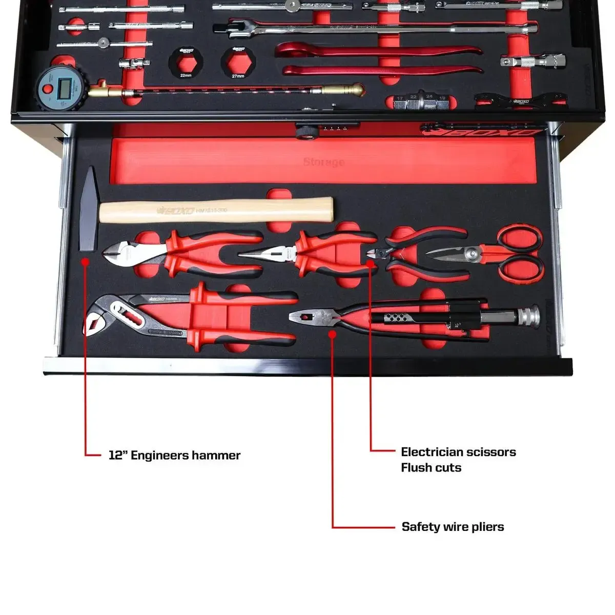 MotoBox | Ricky Carmichael 26" 5-Drawer Portable Tool Box with 103-Piece Metric Motorcycle Tool Set - Image 12