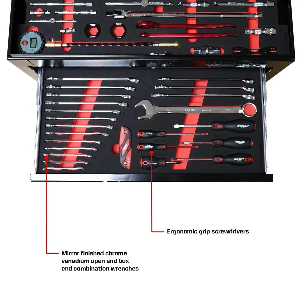 MotoBox | Ricky Carmichael 26" 5-Drawer Portable Tool Box with 103-Piece Metric Motorcycle Tool Set - Image 13