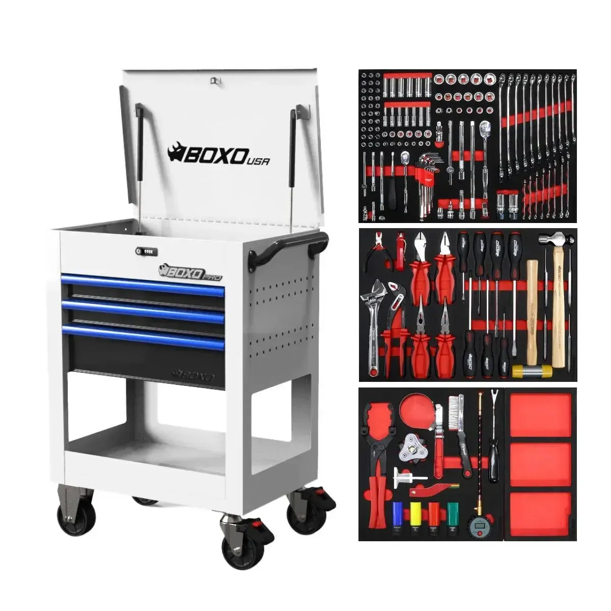Pro Series | 28" 3-Drawer Flip-Top Service Cart with 160-Piece Quick Service Master Tool Set - Image 10
