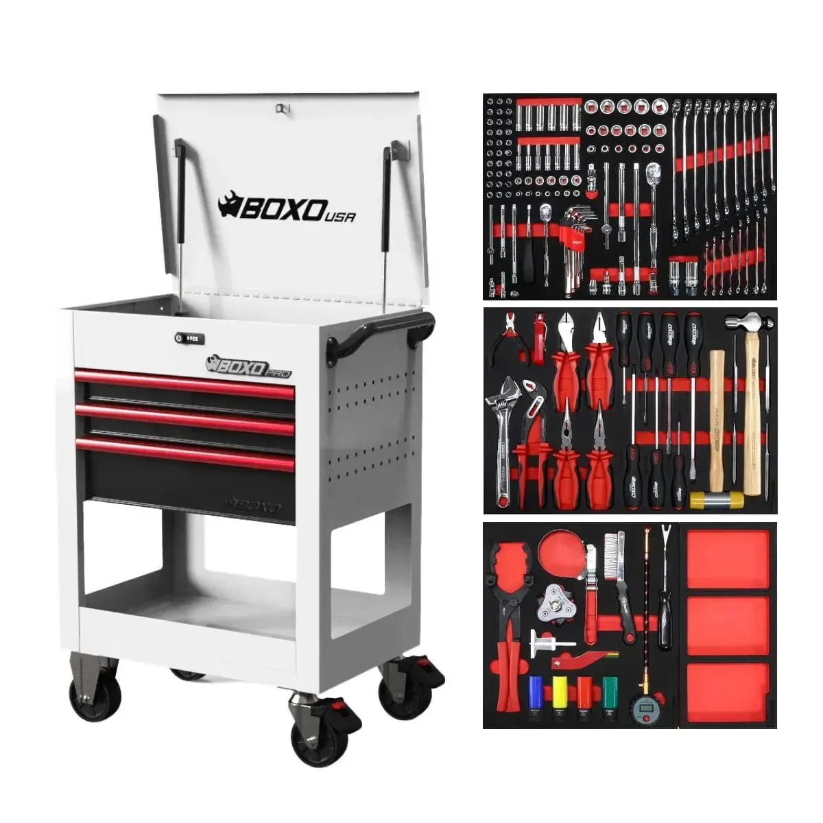 Pro Series | 28" 3-Drawer Flip-Top Service Cart with 160-Piece Quick Service Master Tool Set - Image 9