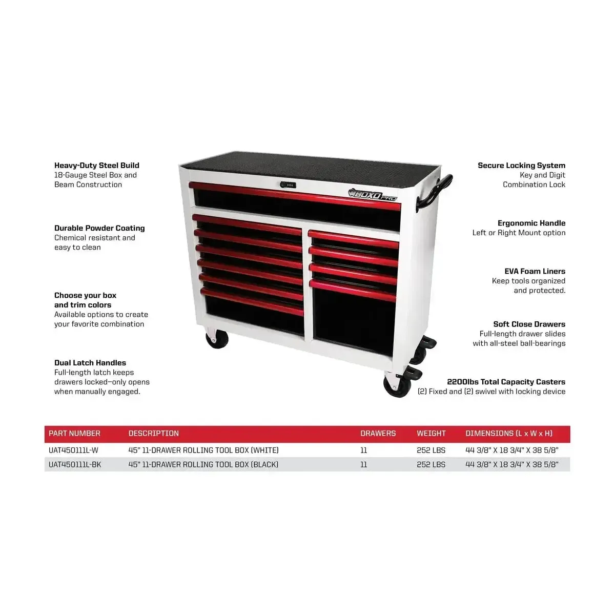 Pro Series | 45" 11-Drawer Rolling Tool Box - Image 5