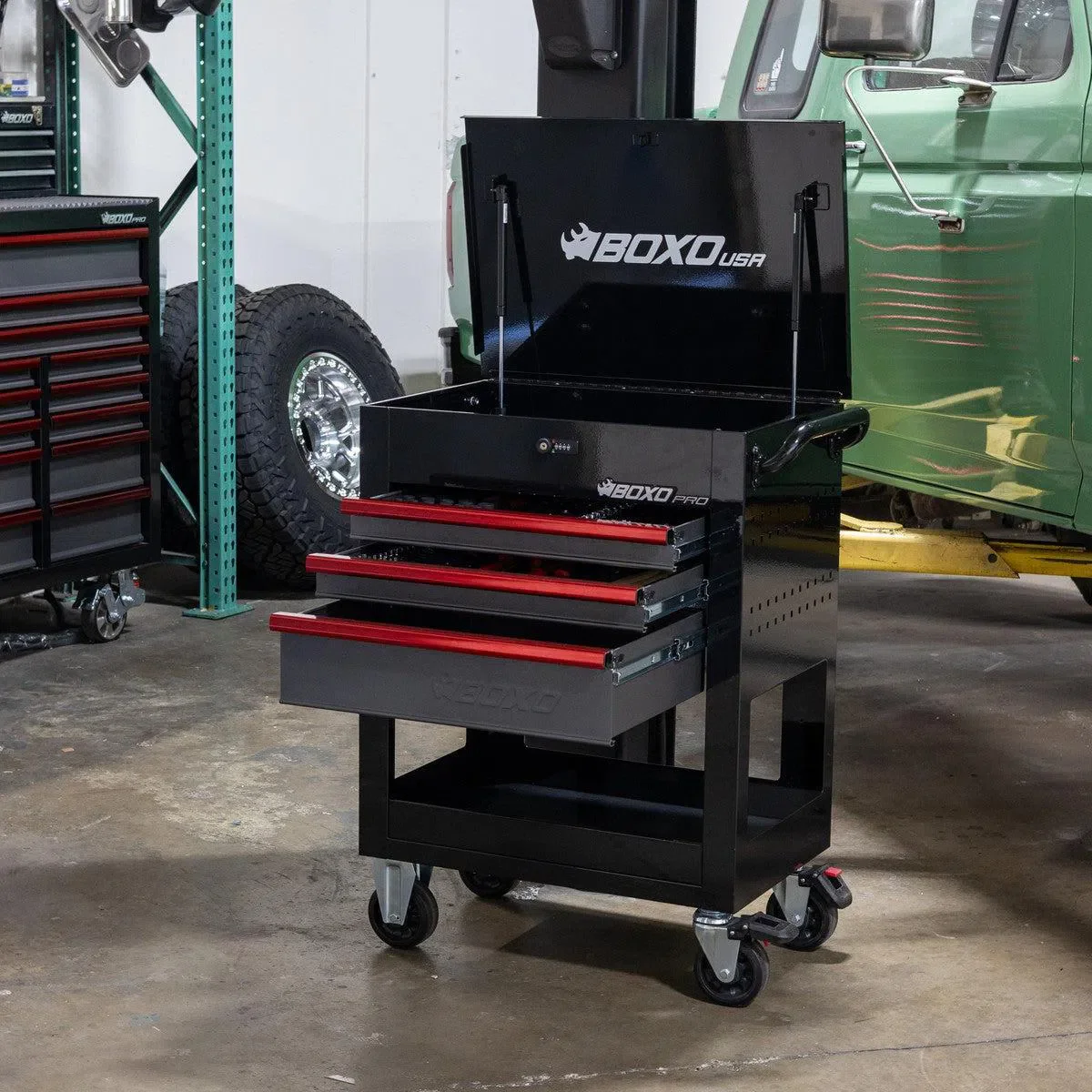 Pro Series | 28" 3-Drawer Flip Top Service Cart Tool Box with 222-Piece Master Tool Set - Image 2
