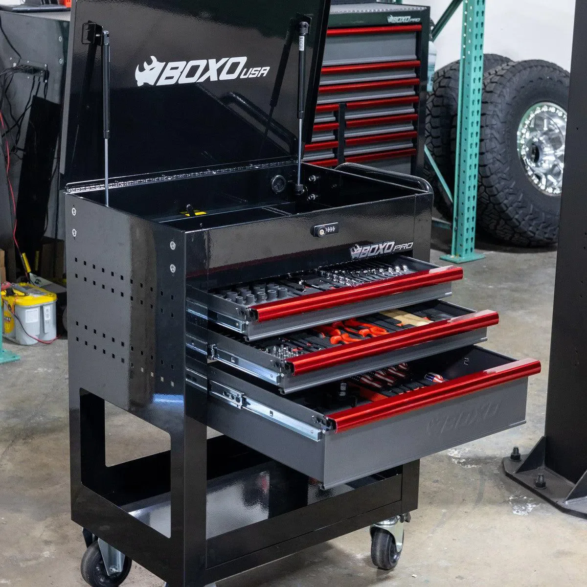 Pro Series | 28" 3-Drawer Flip Top Service Cart Tool Box with 222-Piece Master Tool Set - Image 3