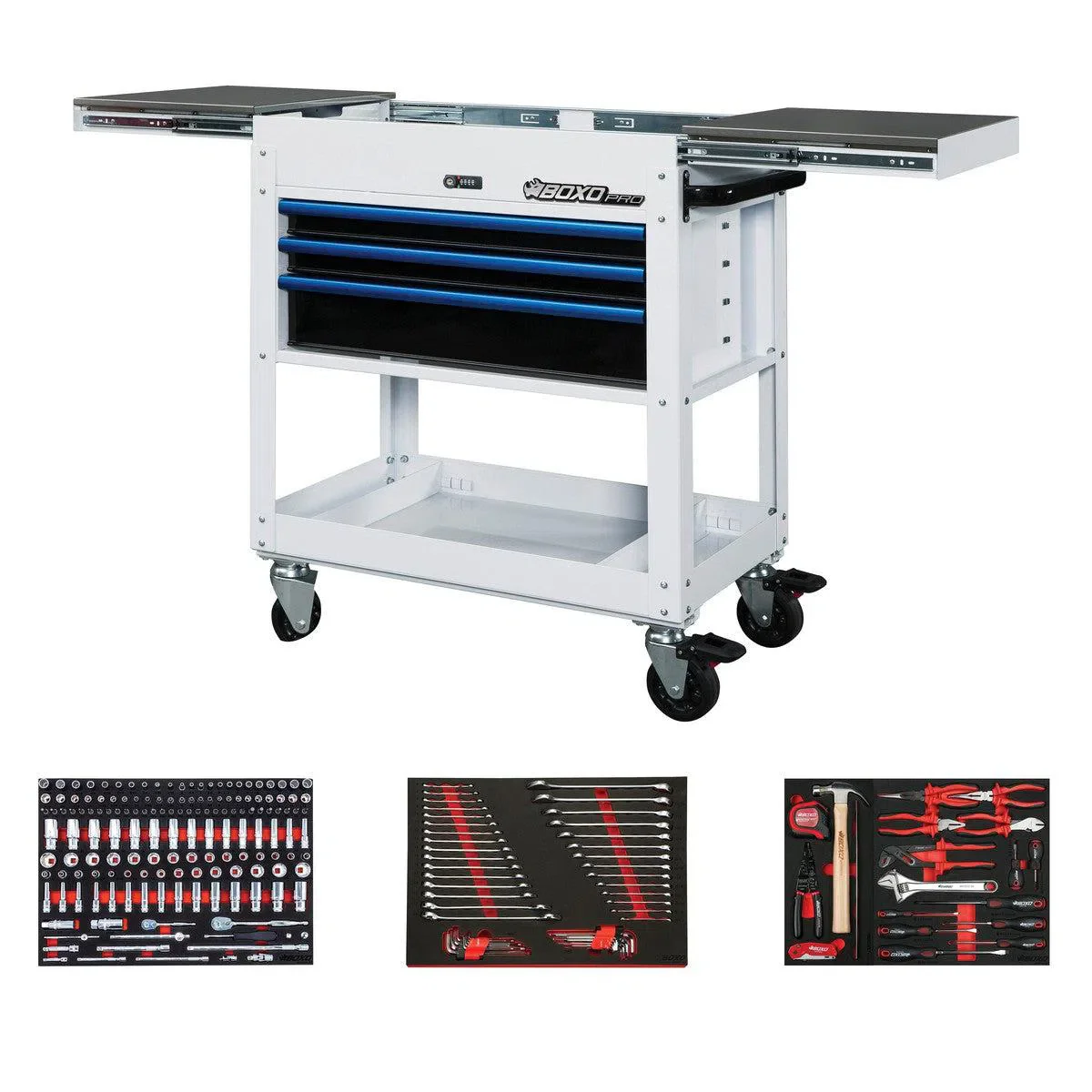 Pro Series | 35" 3-Drawer Slide-Top Service Cart Tool Box with 222-Piece Master Tool Set - Image 2