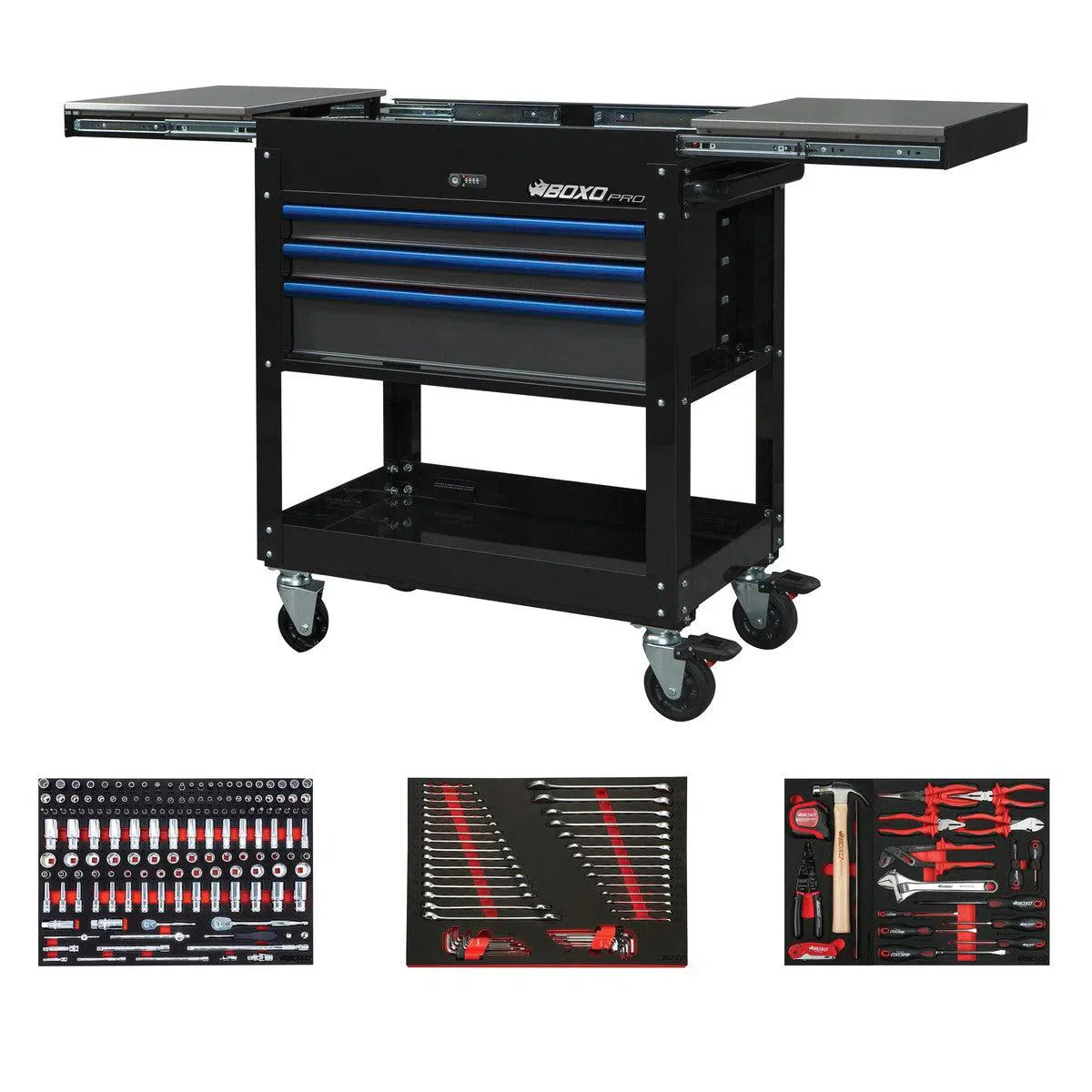 Pro Series | 35" 3-Drawer Slide-Top Service Cart Tool Box with 222-Piece Master Tool Set - Image 3