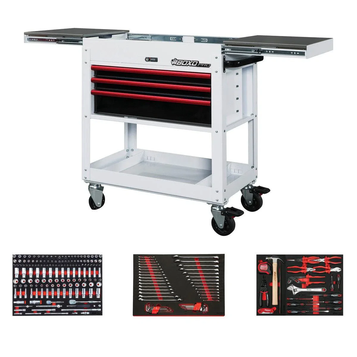 Pro Series | 35" 3-Drawer Slide-Top Service Cart Tool Box with 222-Piece Master Tool Set - Image 4