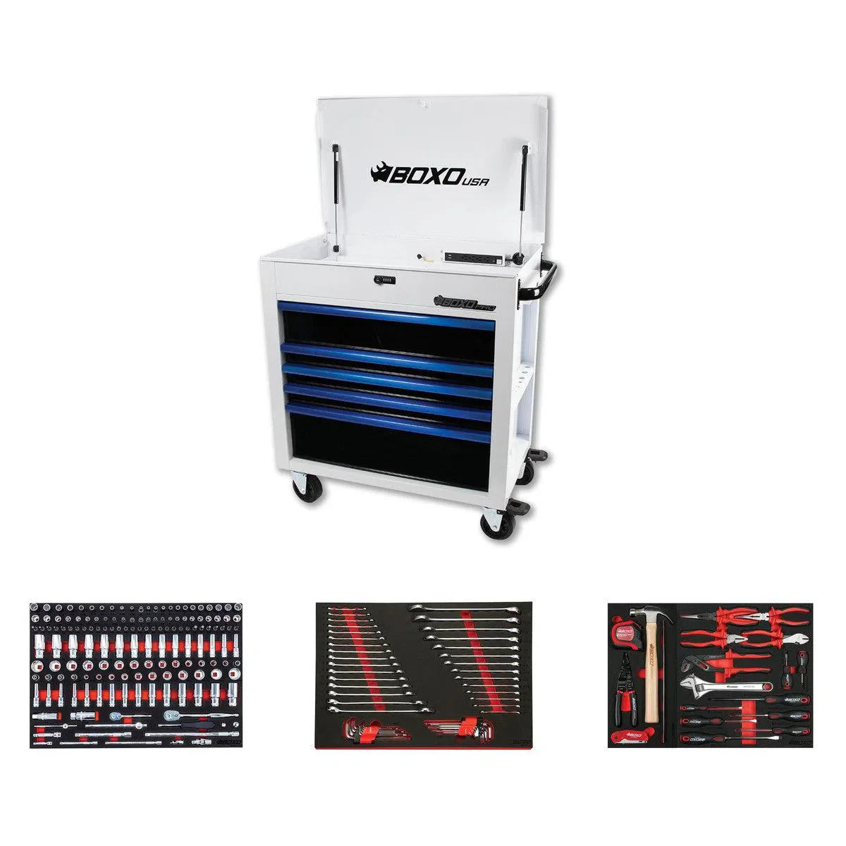 Pro Series | 35" 5-Drawer Flip-Top Service Cart Tool Box with 222-Piece Master Tool Set - Image 2