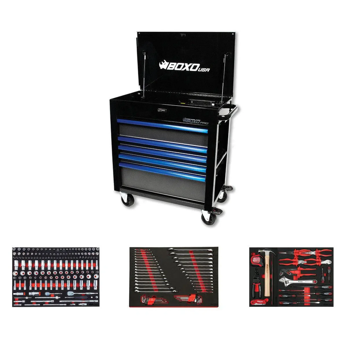 Pro Series | 35" 5-Drawer Flip-Top Service Cart Tool Box with 222-Piece Master Tool Set - Image 3