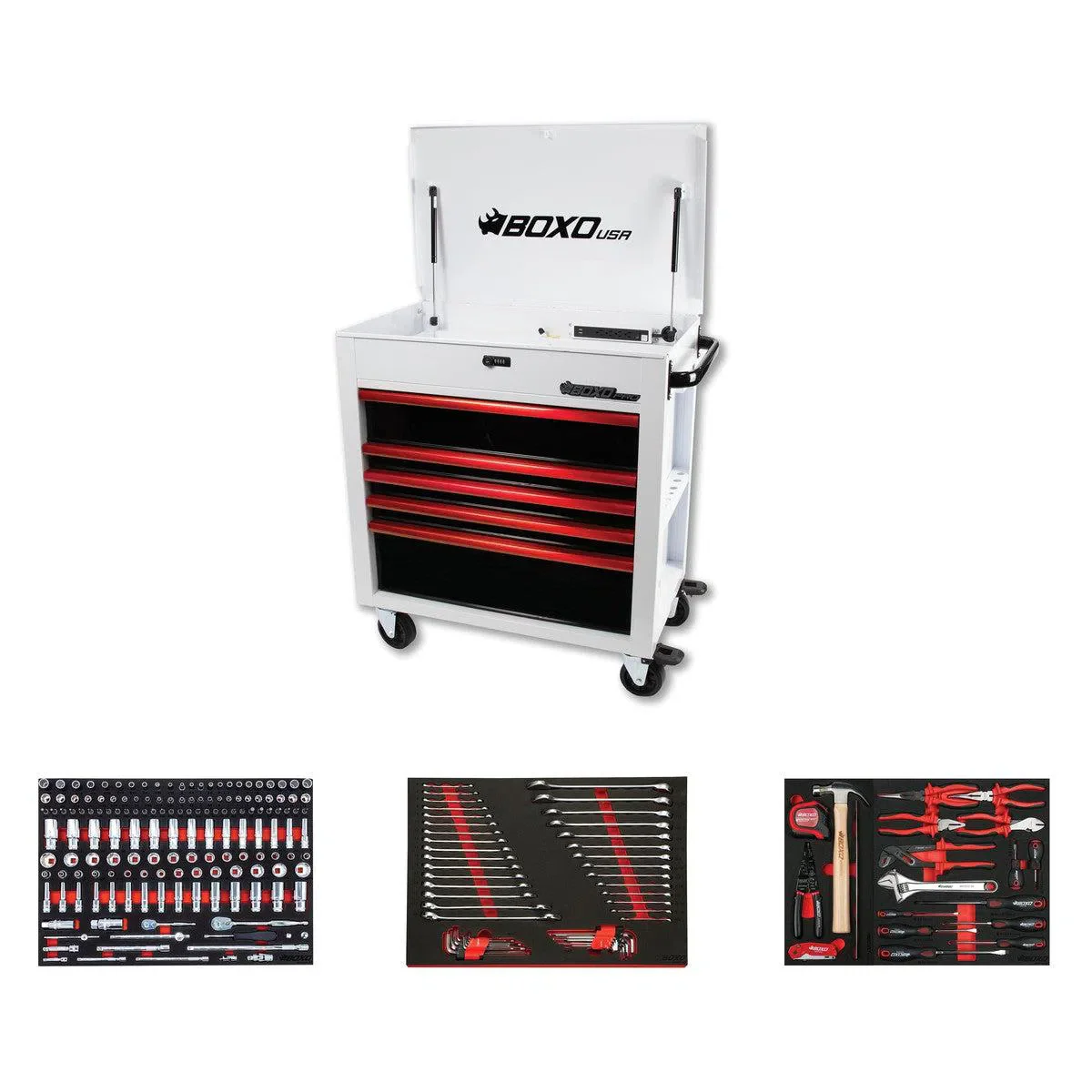 Pro Series | 35" 5-Drawer Flip-Top Service Cart Tool Box with 222-Piece Master Tool Set - Image 4