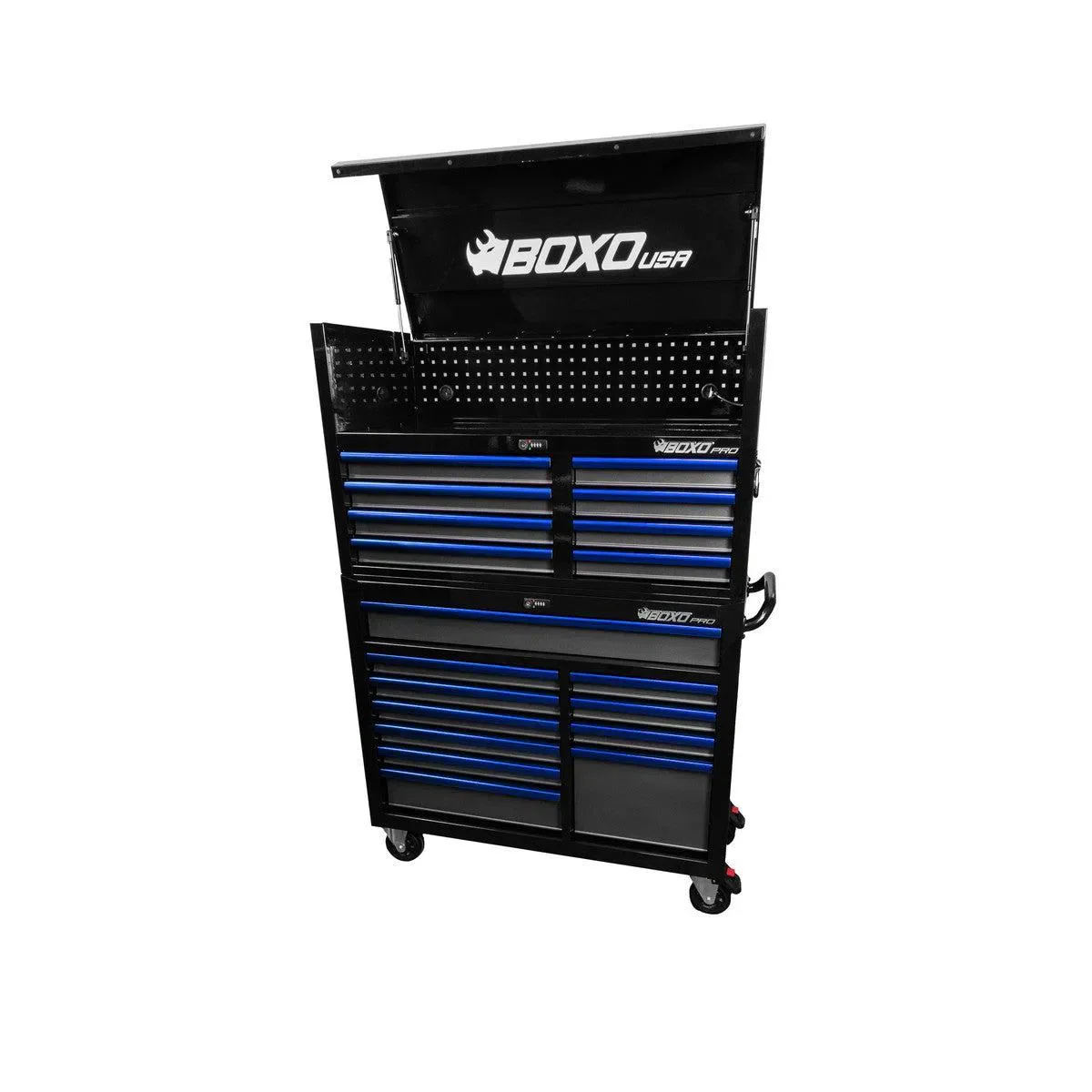 Pro Series | 45" 19-Drawer Rolling Tool Box with 222-Piece Master Tool Set | Black and Blue - Image 3
