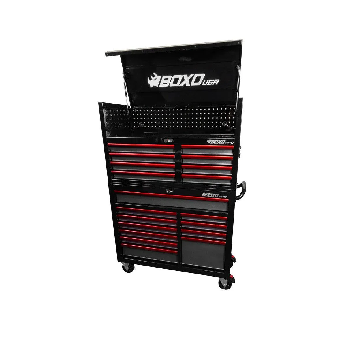 Pro Series | 45" 19-Drawer Rolling Tool Box with 222-Piece Master Tool Set | Black and Red - Image 3