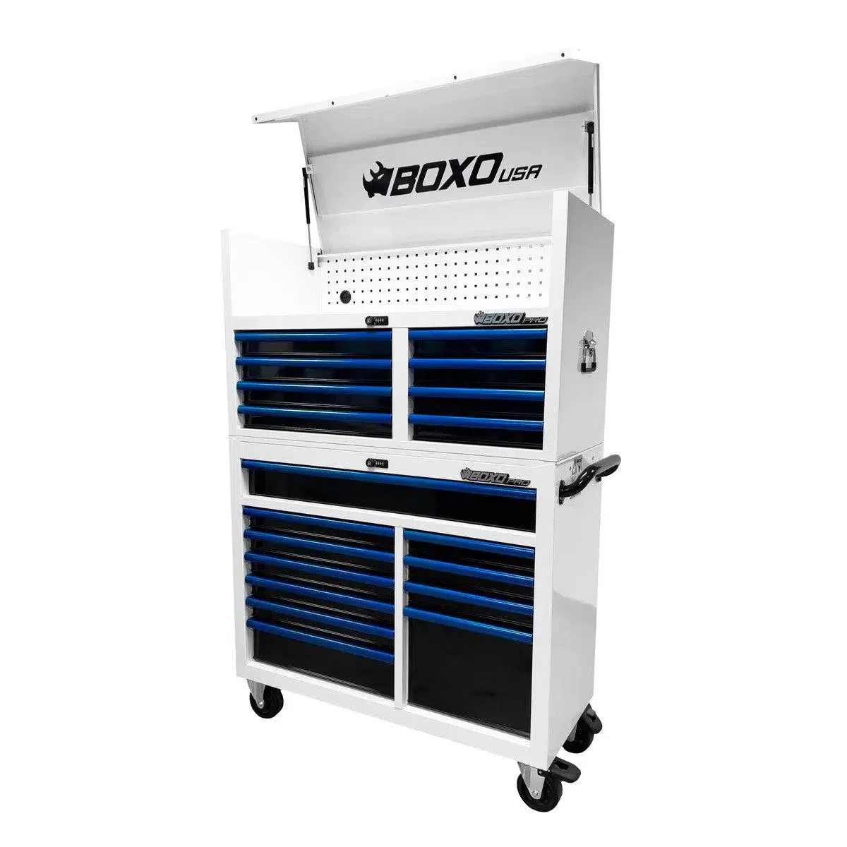 Pro Series | 45" 19-Drawer Rolling Tool Box with 222-Piece Master Tool Set | White and Blue - Image 3